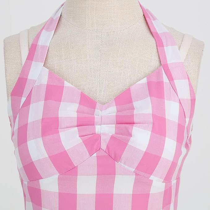 Vestido de cuadros rosa y blanco (Barbie)