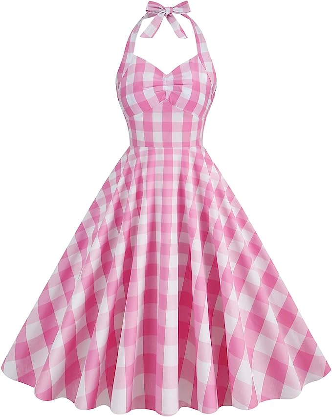 Vestido de cuadros rosa y blanco (Barbie)