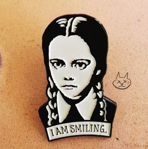 Wednesday Addams  AM SMILING  R Brooch